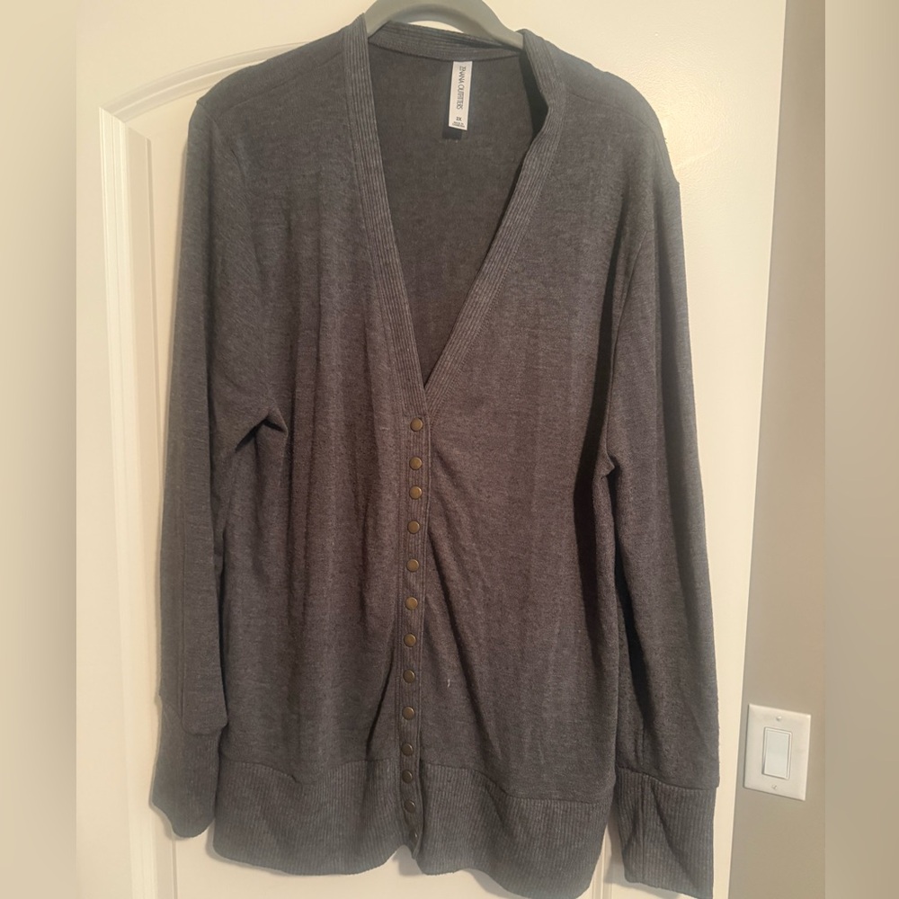 Zenana Outfitters Women's Charcoal Cardigan Sweater